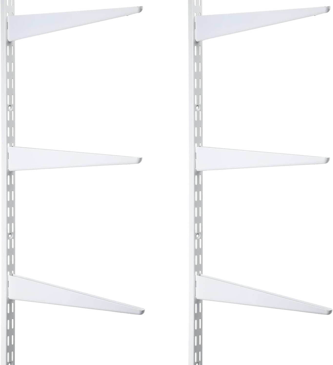 2 Pcs Twin Rail Upright Wall Shelving System 47.5 Inch with 6 Pcs Shelf Bracket 14.5 Inch Heavy Duty Adjustable Storage Rack Metal Support System for Kitchen Closet Home Indoor (White) White 8