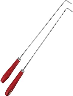 Toyvian 2個不錆鋼製 火起こし棒 木製ハンドル付 火付け用 火鉢 火炉用ツール 操作 薪調整 軽量携帯 屋外キャンプ 焚火用器具