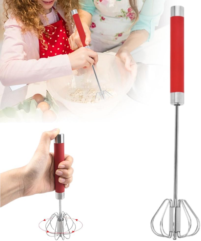 Stainless Steel SemiAutomatic Whisk, Hand Push Rotary