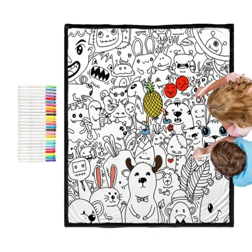 Couverture à colorier lavable et réutilisable 150x127 cm pour loisirs créatifs