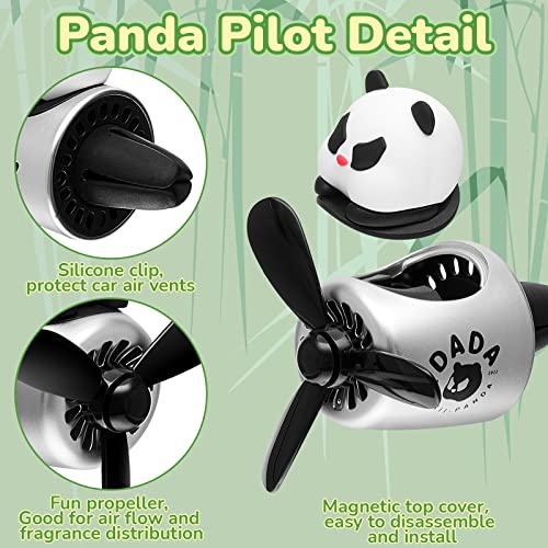Image of Tallew Car Air Freshener Cute Panda Car Vent Clip Diffuser with Rotating Propeller Outlet Vent 2.5 inch x 2.4 inch x 2.1 inch Easy to Install Included 2 Scents Aroma Tablets Aromatherapy Ornament Auto Accessories