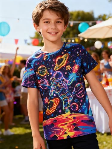 Image of uideazone Tshirts for Boys Kids Short Sleeve T-Shirt 3D Graphic Tee Shirts Tops Clothes 4-16 Years