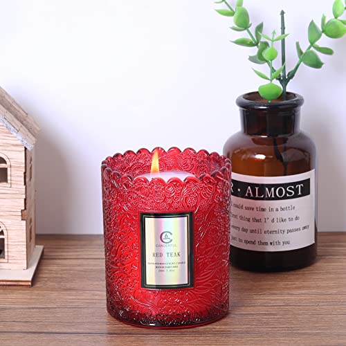 Lukklove Red Teak Candle, Scented Candles Gifts For Women, Single Wick Glass Candles For Home Scented, Over 45 Hours Of Burn Time Classic Glass Tumbler #TOP4
