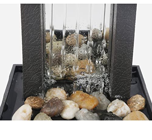 Indoor Water Fountain Desktop Fountain With Led Lights, Lighted Waterfall Tabletop Fountain With Stones And Usb Cable For Office And Home Décor #TOP7