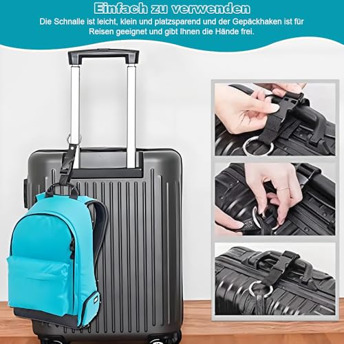 Gepäckriemen 4 Stück Luggage Straps Verstellbare Gepäckgurte für Koffer, Taschen, Jacken & Decken – Mit Federclip für Sicheren Halt – Reisezubehör (Schwarz)