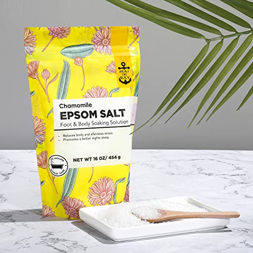 Bath Salts For Women Relaxing, Spa Gift Baskets For Women-6Pcs Chamomile Epsom Salt Spa Gift Set With Slipper, Bubble Bath With Pure Epsom Salt, Bath Sets For Women Gift For Women's Day Gifts #TOP1