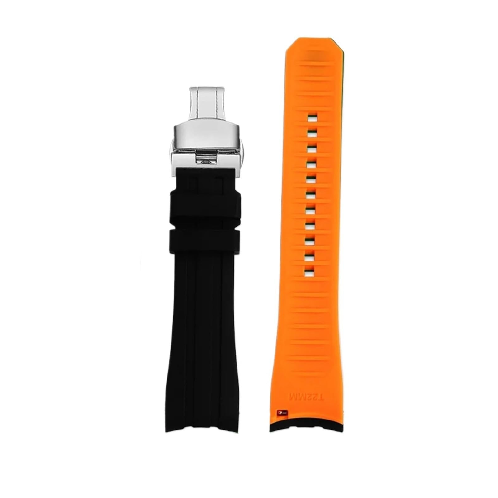 Bracelet de montre en caoutchouc de silicone 20 x 22 mm rouge et noir pour homme