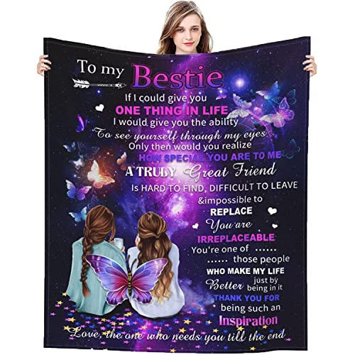 to My Bestie Gift Blanket Super Soft Fleece Throw Blankets for Women, Girls, BFF, Sisters, Friendship, Friend Gifts for Birthday Christmas Microfiber Cozy Throws for Home Bed Sofa 60 x 50