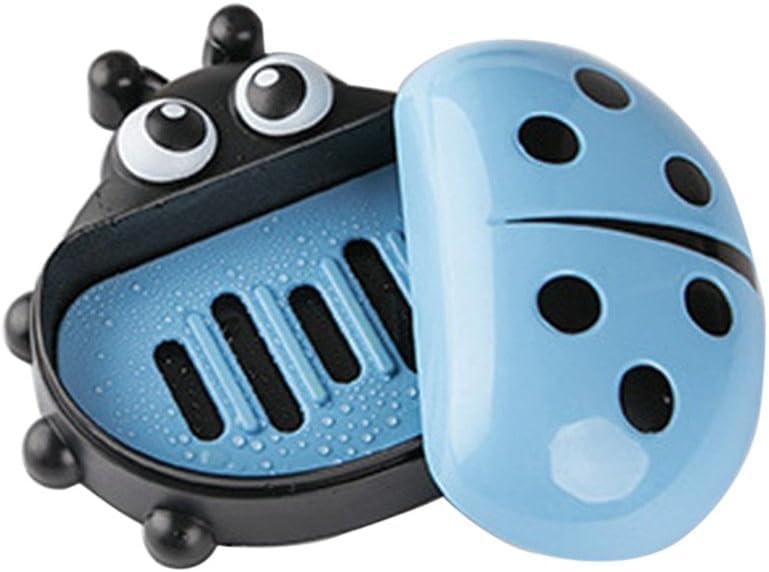 CELLEBII Plastic Soap Box Holder With Cover Lady Bug Design Case For