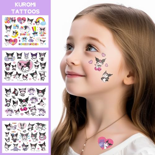 Image of MAYCREATE 4 Sheets Cartoon Temporary Tattoo Stickers for Kids Waterproof | Waterproof Wear, Easy Transfer and Removal, Cartoon Designs, 4 Sheets, Arm and Party Use, Customer Support