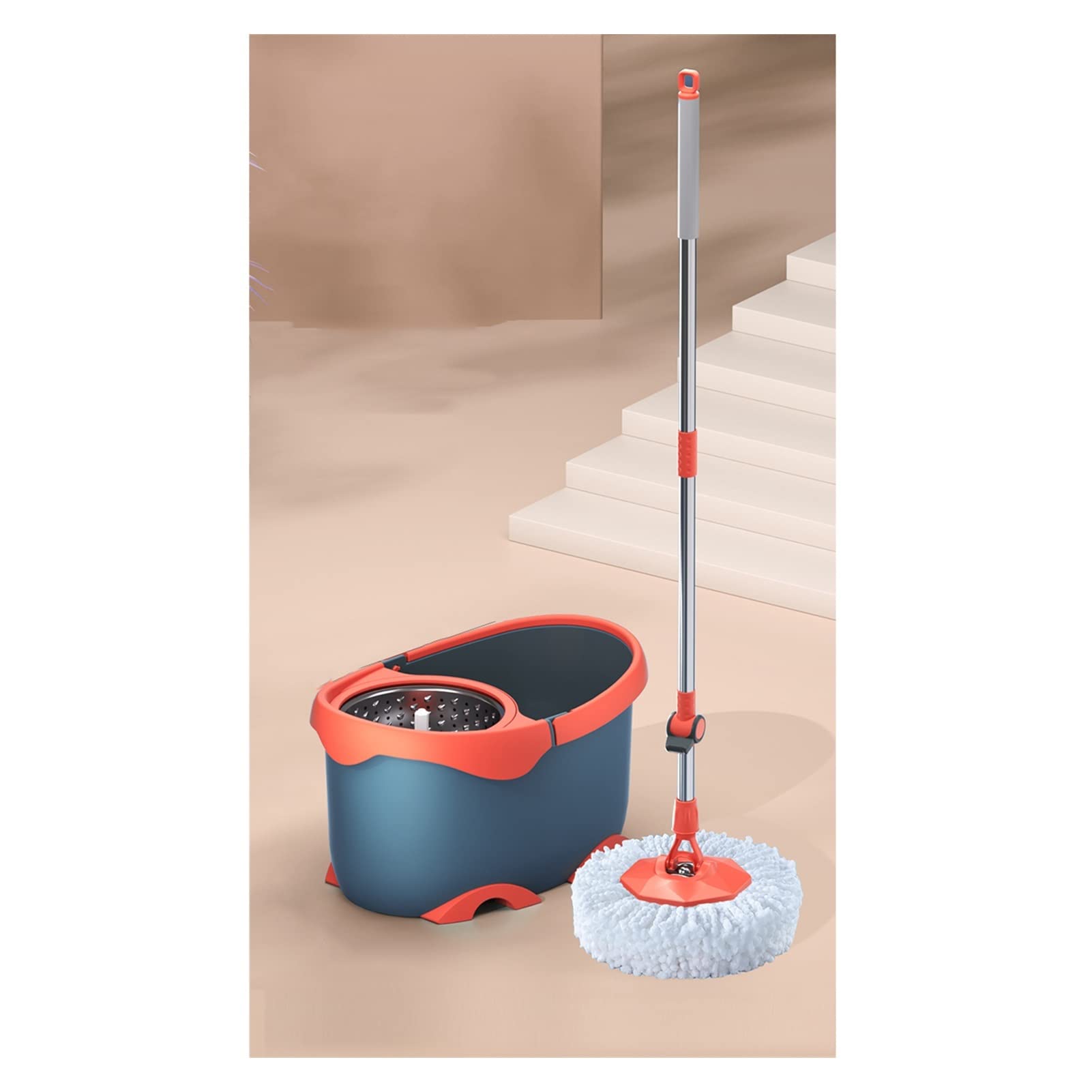 Mocio Lavapavimenti Rotante MICROFIRATORE SPIN A MOP & BENKET PIANY Sistema di pulizia del pavimento asciutto e wetfree Lavaggio a mano con 2 teste MOPS Set Mocio Lavapavimenti e Secchio