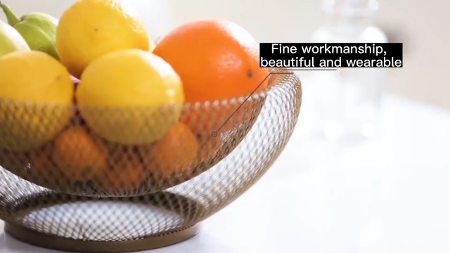 Fruttiera In Metallo Dorato - 22,5x7,5 Cm - Portafrutta Moderno Per Cucina - Rete Metallica