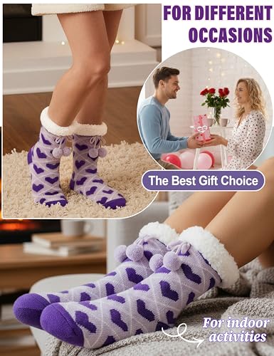 Image of MOGGEI Fuzzy Slipper Socks for Women, Warm Cozy for Winter, Non Slip Grips