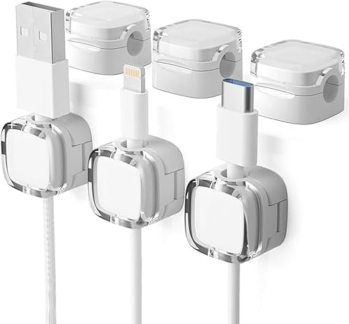 Paquete de 6 clips magnéticos para cables, soporte organizador de cables, organizador de cables de escritorio con adhesivo fuerte, organizador de