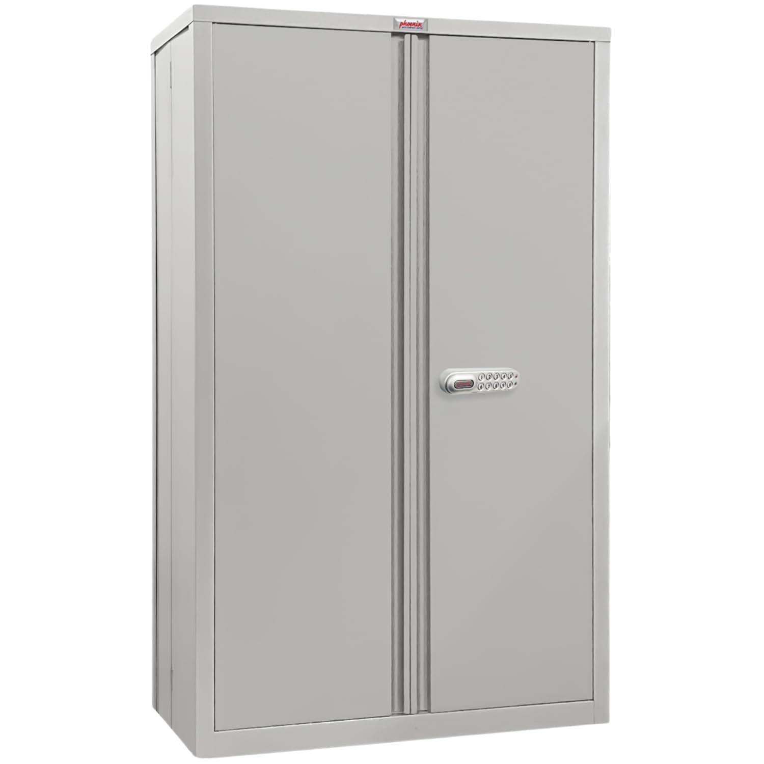 Phoenix Safe Company SCF1491GGE - Armario de papelería de 2 puertas con cerradura electrónica, 3 estantes con capacidad de 60 kg por estante, almacenamiento plegable de acero para oficina y almacén