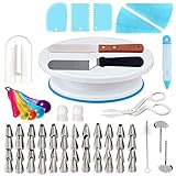 WDYB 69Pcs Cake Decorating supplies Sets cake decorating turntable Stand baking Kits Peni Baking supplies Bakeware sets Kitchen essentials Baking tools Kitchen supplies Baking set