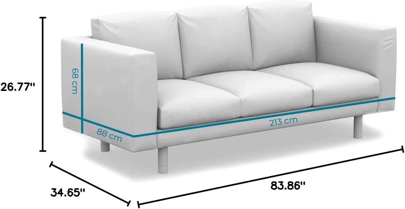 comfortly Sofa Slipcover Replacement Hand Made Compatible with NORSBORG 3 Seat Sofa - Covers ONLY (Crown - Ocean Blue)