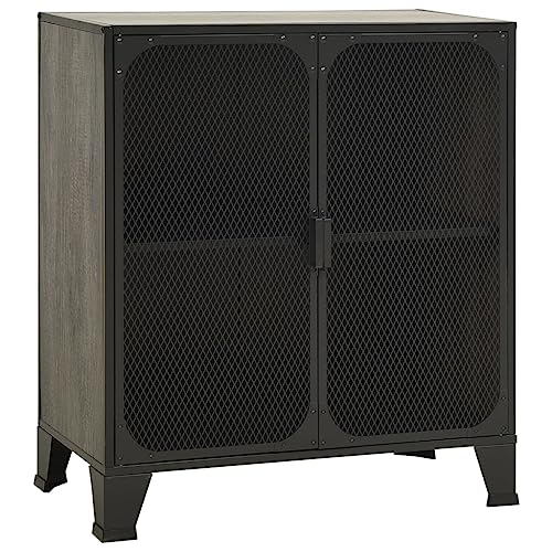 vidaXL Förvaringsskåp grå 72x36x82 cm metall och MDF, metallskåp, bokhyllor, industriellt förvaringsskåp, bokhylla, vitrinskåp, urbant förvaringsskåp