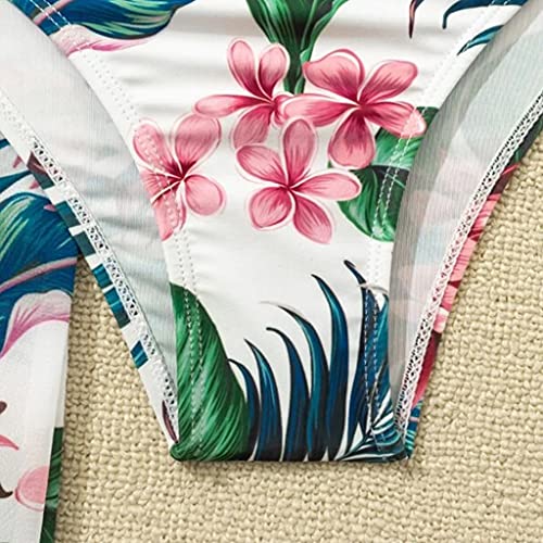 MAOSUO Conjunto de biquíni feminino sexy com 3 peças, traje de banho push up cruzado com saída de pr