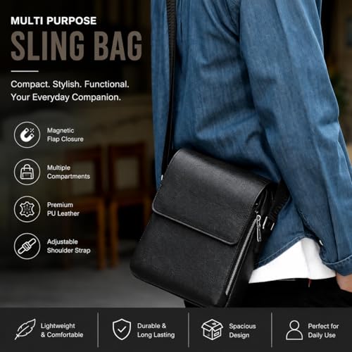 Image of CAVALO - Be Unique Sling Bag| Waterproof | Slim Crossbody Side Bag for Men & Women | Hard Shell Anti-Theft for Travel & Daily Use| Six Pocket|