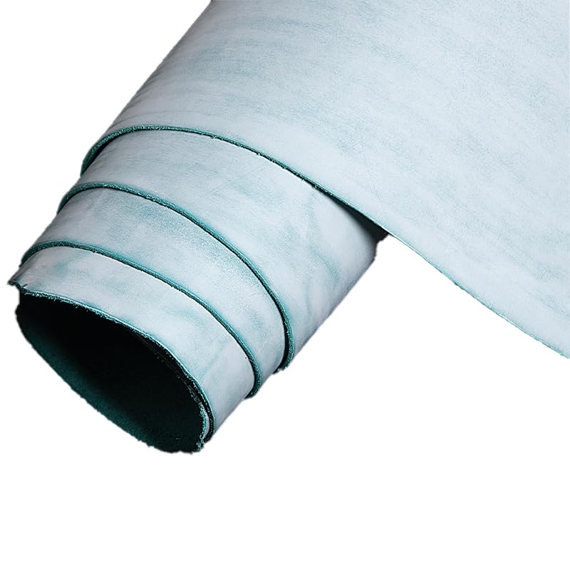 Cuir de traction ciré bleu macaron pour travail du cuir et tannage végétal