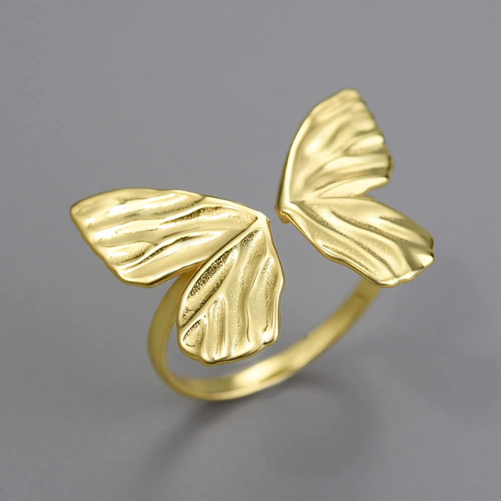 Anello In Argento Sterling 925,S925 Sterling Silver Farfalla Anello D'Oro Anelli Regolabili Eleganza Minimalista Anello Aperto Argento Eternity Ring Fascino Di Nozze Gioielli Regali Pe