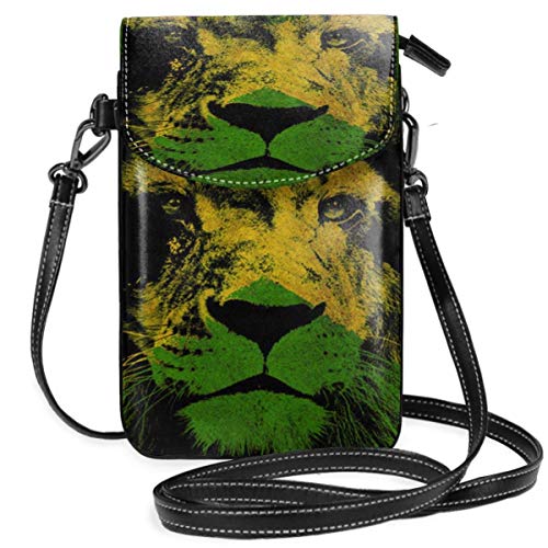 Preisvergleich Produktbild Jamaikanische Flagge Löwe kleine Crossbody Handy Geldbörse Tasche Smartphone Geldbörse Geldbörse mit abnehmbarem Gurt