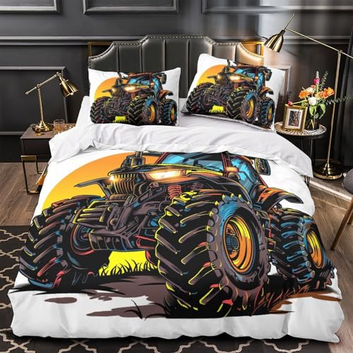 Housse de couette tracteur microfibre super douce pour lit double ado et enfant