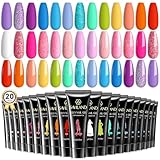 Saviland Poly-Nagelgel-Set – 20 Farben Poly-Gele in Rot, Rosa, Lila und Weiß, Poly-Verlängerungsgel, Nagelgel für Nagelverlängerungen und -verstärkung, French-Maniküre-Gel-Nagel-Set
