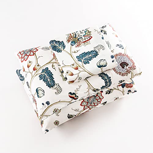 Susybao Retro Floral Duvet Cover Queen 100% Egyptian Cotton Vintage Flower Duvet Cover 3 Pieces Set 1 Garden Botanical Duvet Cover With Zipper Ties 2 Pillowcases Luxury Soft White Plant Bedding Set #TOP6
