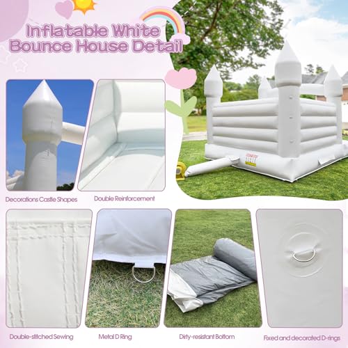 14FT PVC White Bounce House, Inflatable Bouncer for Kids, 3 in 1 Jumper Bounce House Bouncy Castle for Kids, Indoor & Outdoor, Party, with 750W Blower, Balloon, 2 Basketball Set (White, 14FT) - Image 6