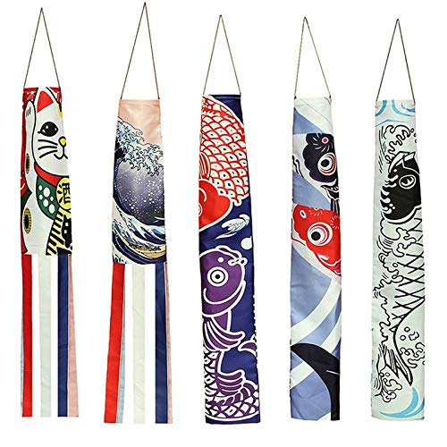 JIAJIA 70Cm Carp Spray Windsock Streamer Flag Kite Fish Cartoon Color Windsock Carp Windsock Flag 140Cm