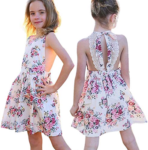 EGELEXY Floral Girls Dress Lace Bac…