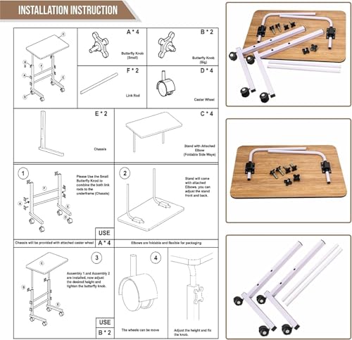 Image of Multi-Purpose Sofa Side Height-Adjustable Laptop Table with Docking for Tablet, Study Table, Portable, Ideal for Work from Home, DIY Table, Easy to Assemble