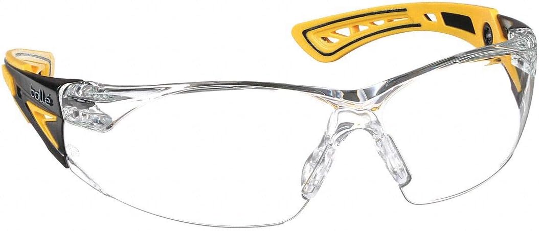 bollé Safety 40243, Rush+ Safety Glasses Platinum®, Yellow & Black Frame, Clear Lenses
