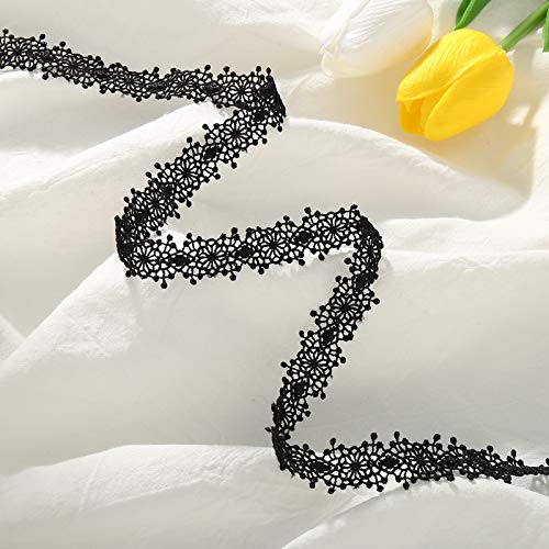 ToBeIT Lace Trim Embroidery Lace Trim Vine lace for Decoration Edging Crafts Veils Costumes Table Runner (Black c)