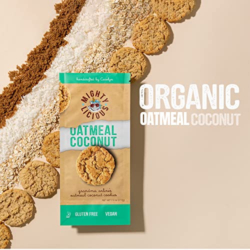 Mightylicious – Handcrafted Coconut Cookies | Soft & Chewy | Gluten Free | Dairy-Free | Non-Gmo | Kosher | Vegan | Better For You Snack | Allergen Friendly | Vegan Oatmeal Coconut Cookies- 7.4 Oz #TOP1