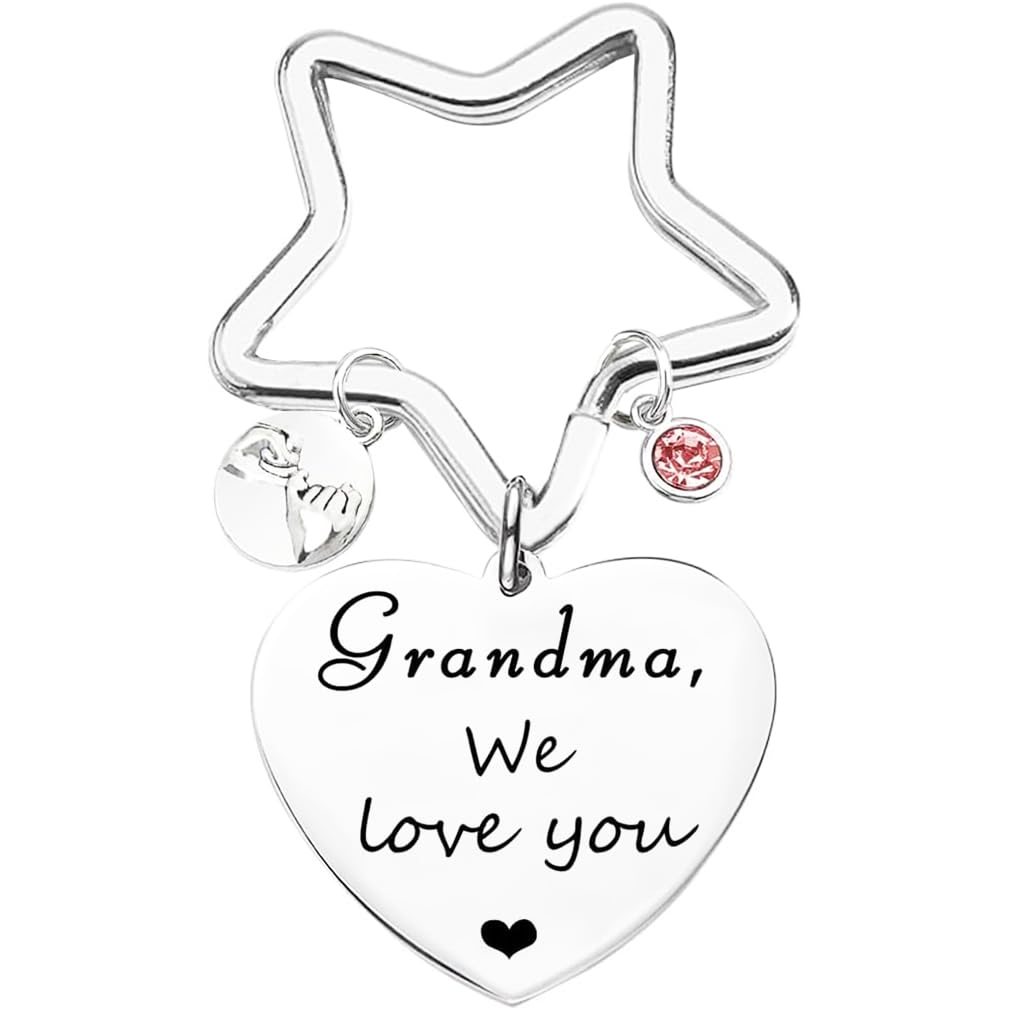 Tecreo Women's Silver Grandma Gifts Keychain Gift, Grandma We Love You Keychain Birthday Gifts, Mother's .Day Gifts For Grandma From Grandchildren Grandkids Granddaughter Grandson, Heart Pendant