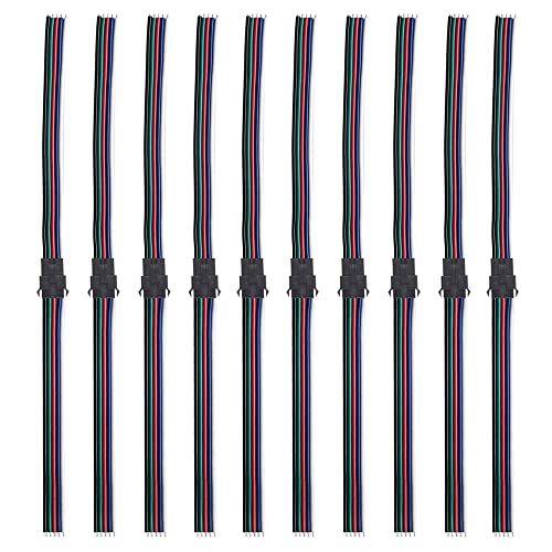 WESIRI 10 Pairs 5pin JST SM Female-Male Connectors 15cm 22AWG Wire for 5050 RGBW RGBWW LED Strip Light