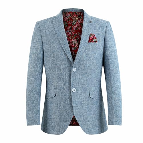 Elie Balleh Men's Solid Blazer and Sports Coat, Premium Stylish & Comfortable with Natural Stretch, Baby Blue Medium