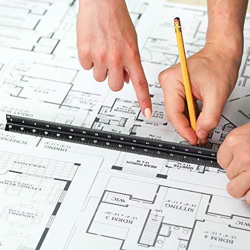 Engineer Scale Ruler (Laser-Etched) Solid Aluminum Core | Simple Precision 12 Inch Triangular Engineering Ruler With Imperial Measurements #TOP1