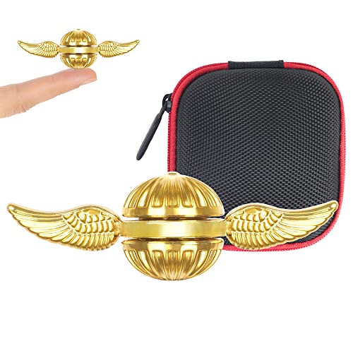 Metal Orb Ball Fidget Spinner Anti-Anxiety Stress Relief Focus Meditation Break Bad Habits ADHD EDC Finger Spinning Sensory Toy Gift for Kids and Adults - Shiny Golden