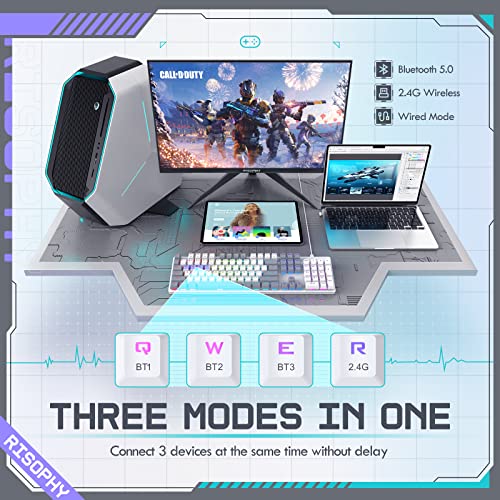Wireless Mechanical Keyboard, Triple Mode 2.4G/Usb-C/Bluetooth Gaming Keyboard, 104 Keys Programmable, Customize Rgb Backlit, Red Switch, Bicolor Pbt Keycaps, Rechargeable Wired Keyboard For Laptop Pc #TOP1