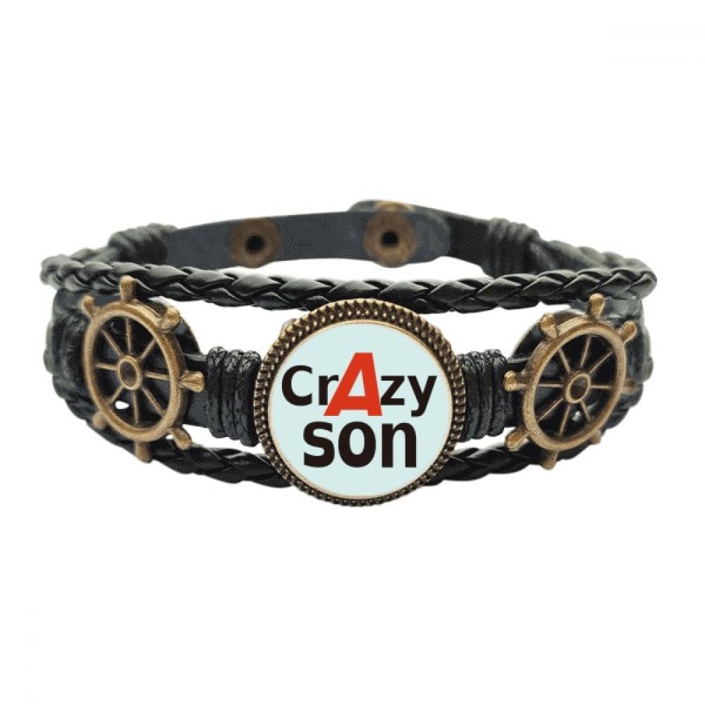 Best Cool Crazy Son Boy Leather Braided Ocean Bracelet Wristband