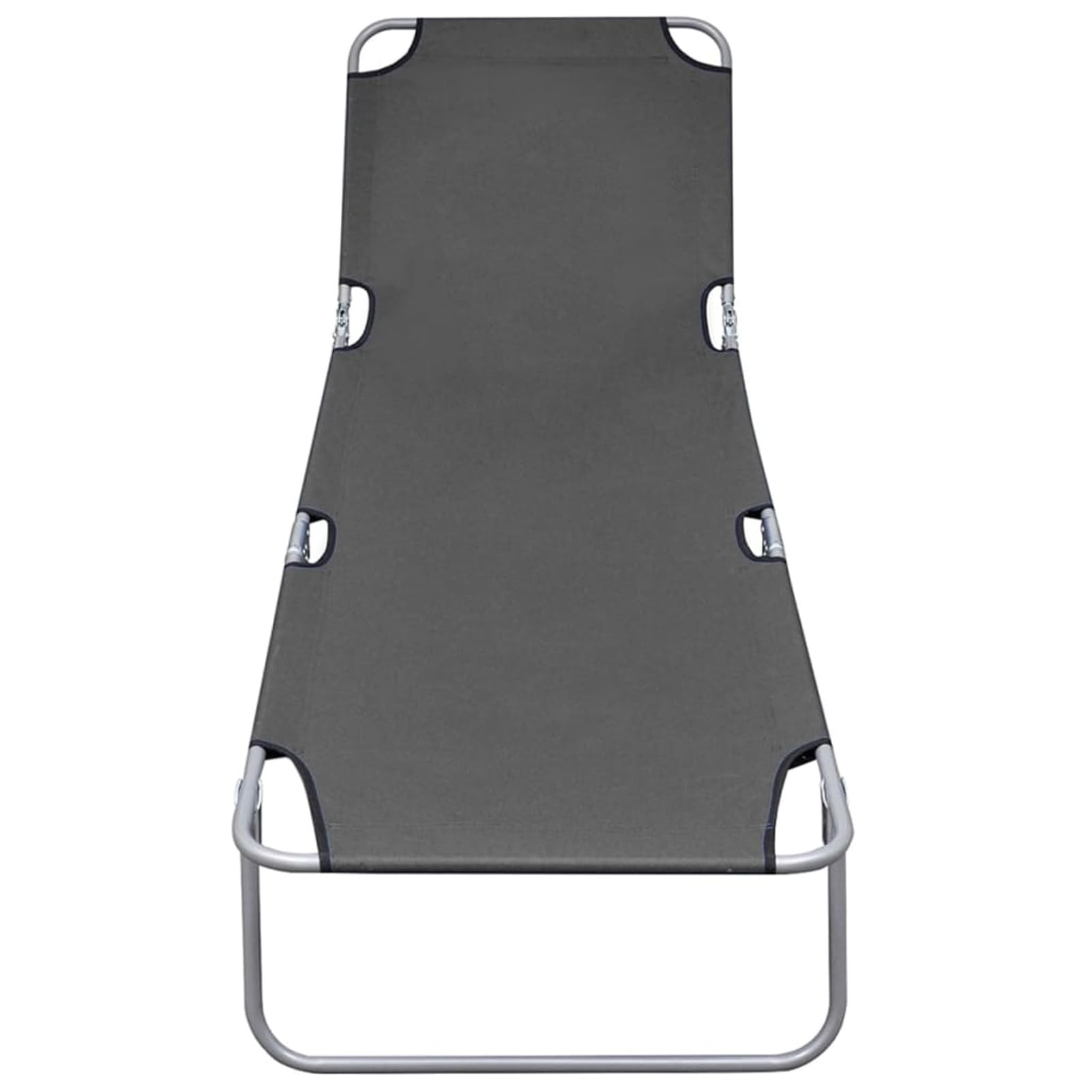 Homgoday Chaise Longue Pliable avec Dossier réglable Gris, Bain de Soleil de Jardin Dossier Réglable, Lit de Camping Transat de Relax pour Plage, Extérieur, Balcon, Terrasse