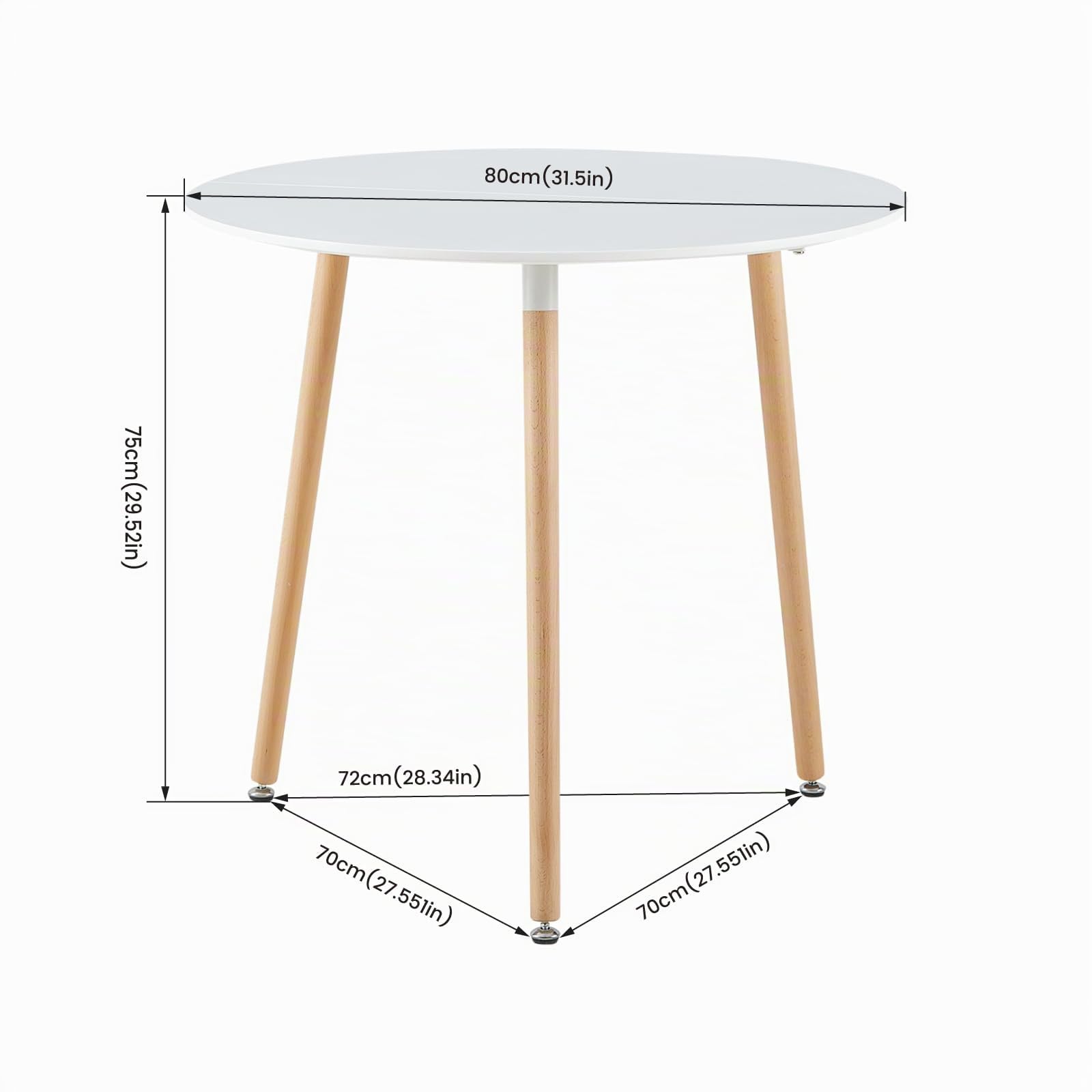 Ensemble de Salle à Manger Ronde Table et 4 Chaises Blanche