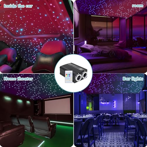 Image of Twinkle Headliner Star Light Kit, 1000Pcs*0.03in*9.8ft Ceiling Fiber Optic Lights APP /Remote Control Star Effect Music Mode RGBW Sound Activated for Car Roof Home Ceiling