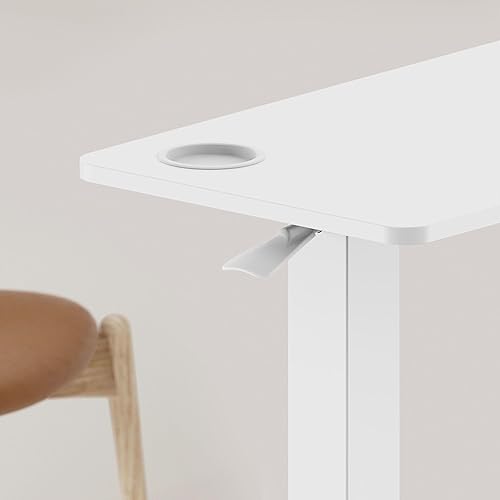 Miniatura 6 de Kantek Mesa auxiliar de elevación neumática móvil blanca, 28 x 15.7 pulgadas, altura fácil y silenciosa, ajustable (25 a 39 pulgadas), ruedas