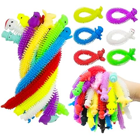24 Pack Christmas Stretchy Strings Sensory Fidget Toys Pack with Santa Claus,Snowman,Elk,Great for Kids Students Stress Relief and Anti-Anxiety Toys Assortment Christmas Party Favors (Christmas) Cover