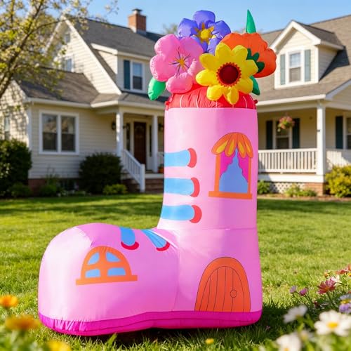 DomKom 6FT Spring Inflatable Flower Gift Outdoor Decoration and Pink